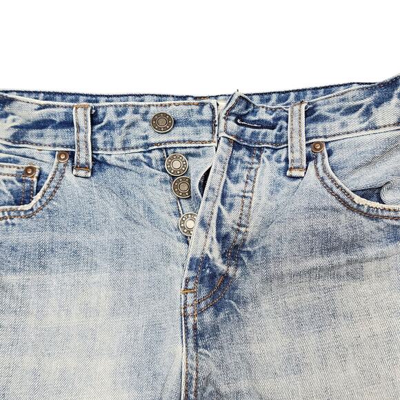 Free People Denim Shorts Button Fly Cut‎ Off Distressed 61855-16515125 Size W 26 - Picture 3 of 8